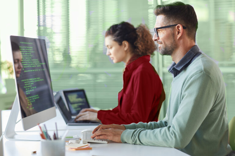 Programmers,Typing,Data,Code,Working,On,Project,In,Software,Development